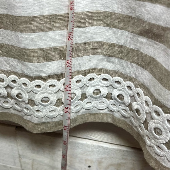 Eliza J Dress Womens 10‎ Beige White Linen Cotton Sleeveless Stripe Sundress - Picture 12 of 12